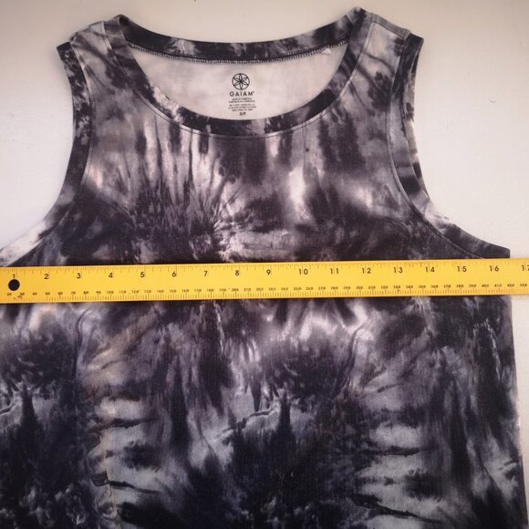 Gaiam Ladies Size Small Sleeveless Black Grey & White Tie Dye Pattern Dress - Picture 6 of 7
